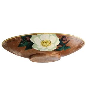 Vtg Oval Dough Bowl Primitive Farmhouse French Cottage Rustic Treenware Magnolia